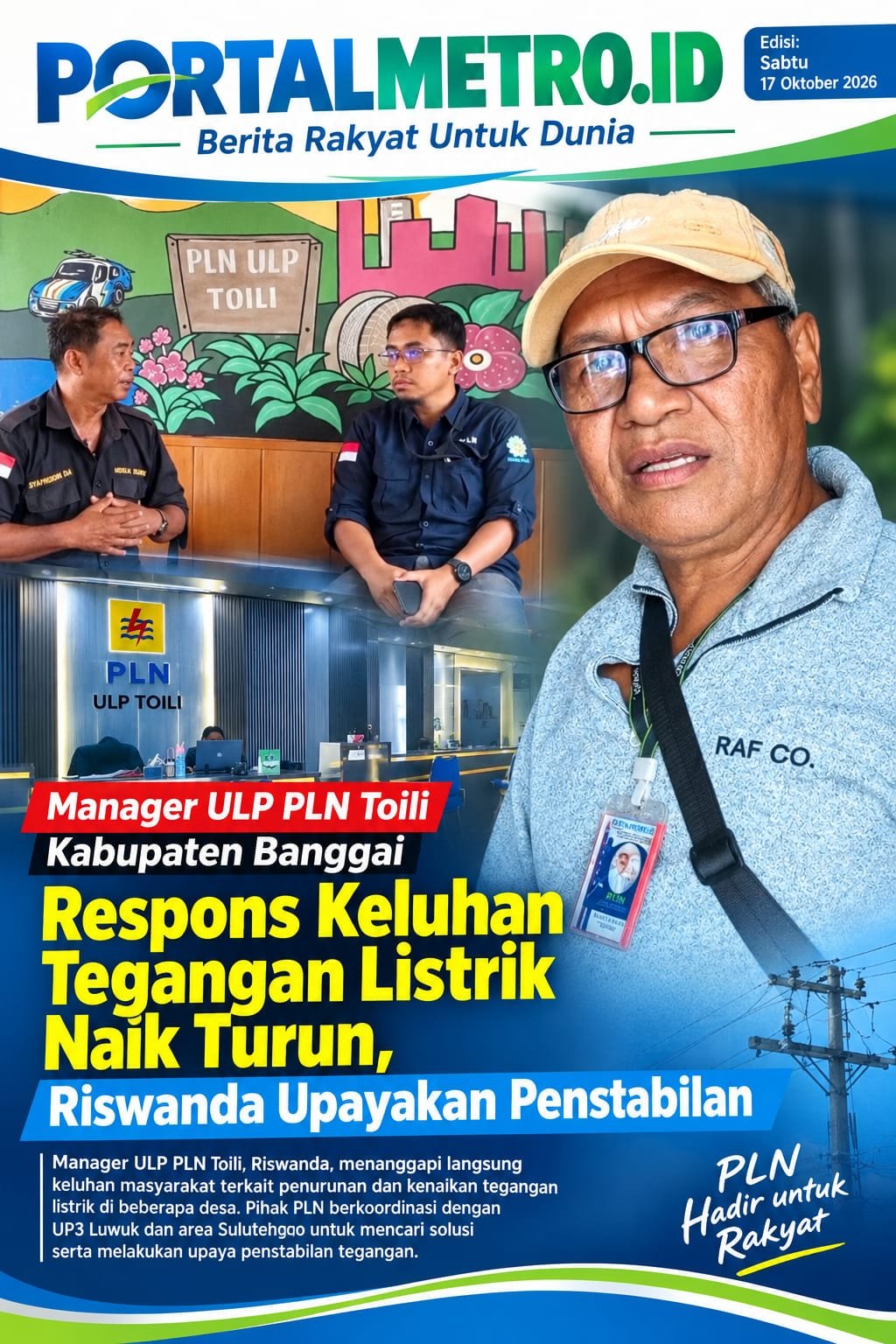 Manager ULP PLN Toili Kabupaten Banggai Respons Keluhan Tegangan Listrik Naik Turun, Riswanda Upayakan Penstabilan