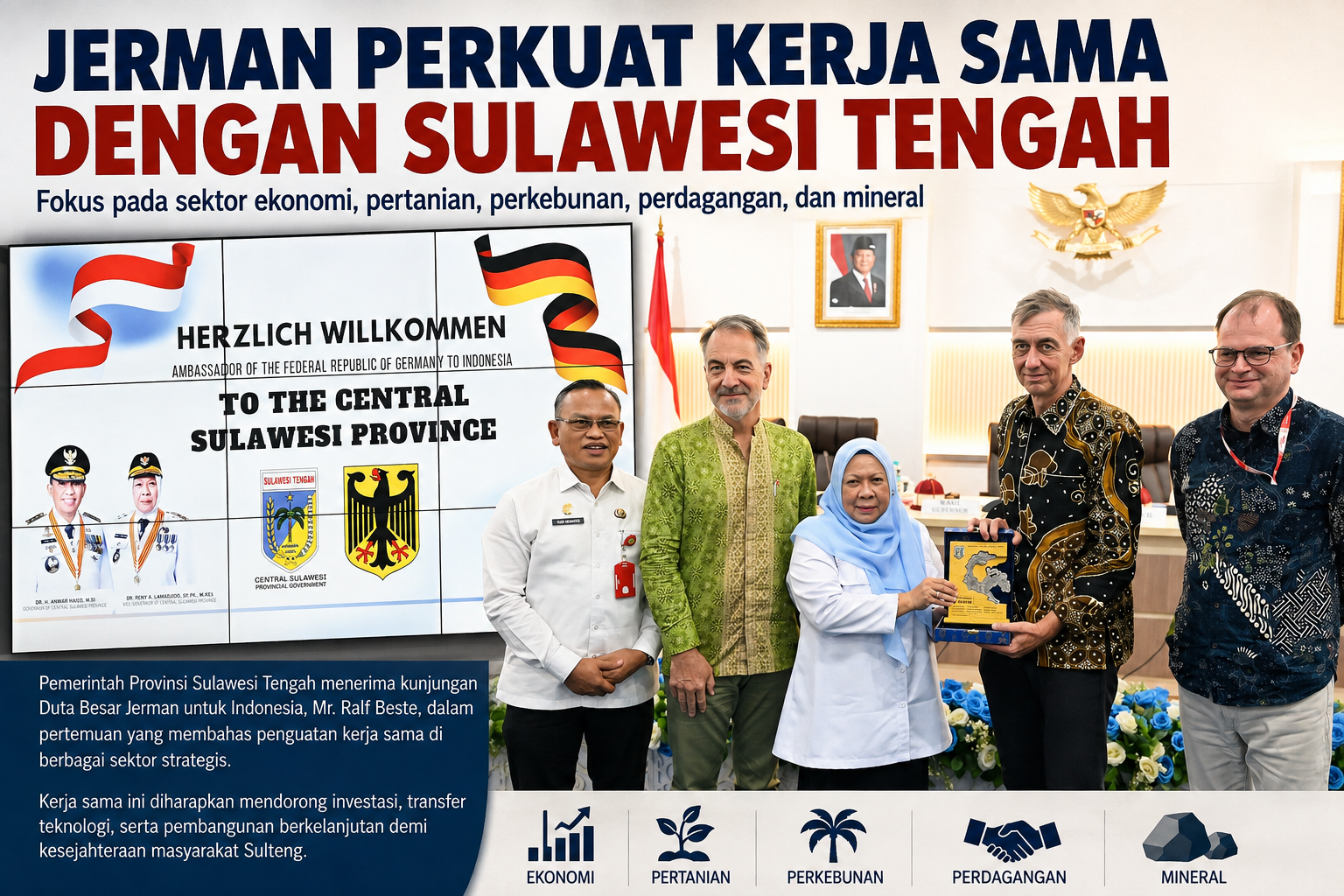 Pemprov Sulteng dan Jerman Perkuat Kerjasama Ekonomi,Pertanian, Perdagangan,Perkebunan hingga Mineral
