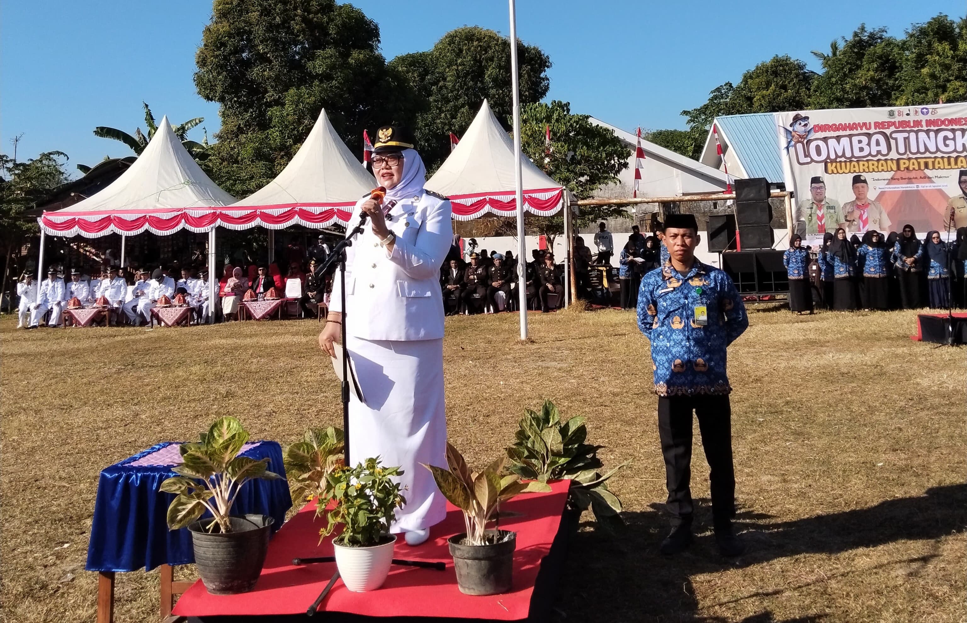Pemerintah Kecamatan Pattallassang Gelar Upacara HUT RI ke-81,Camat Bansuhari Baca Teks Sambutan Gubernur Sulawesi Selatan