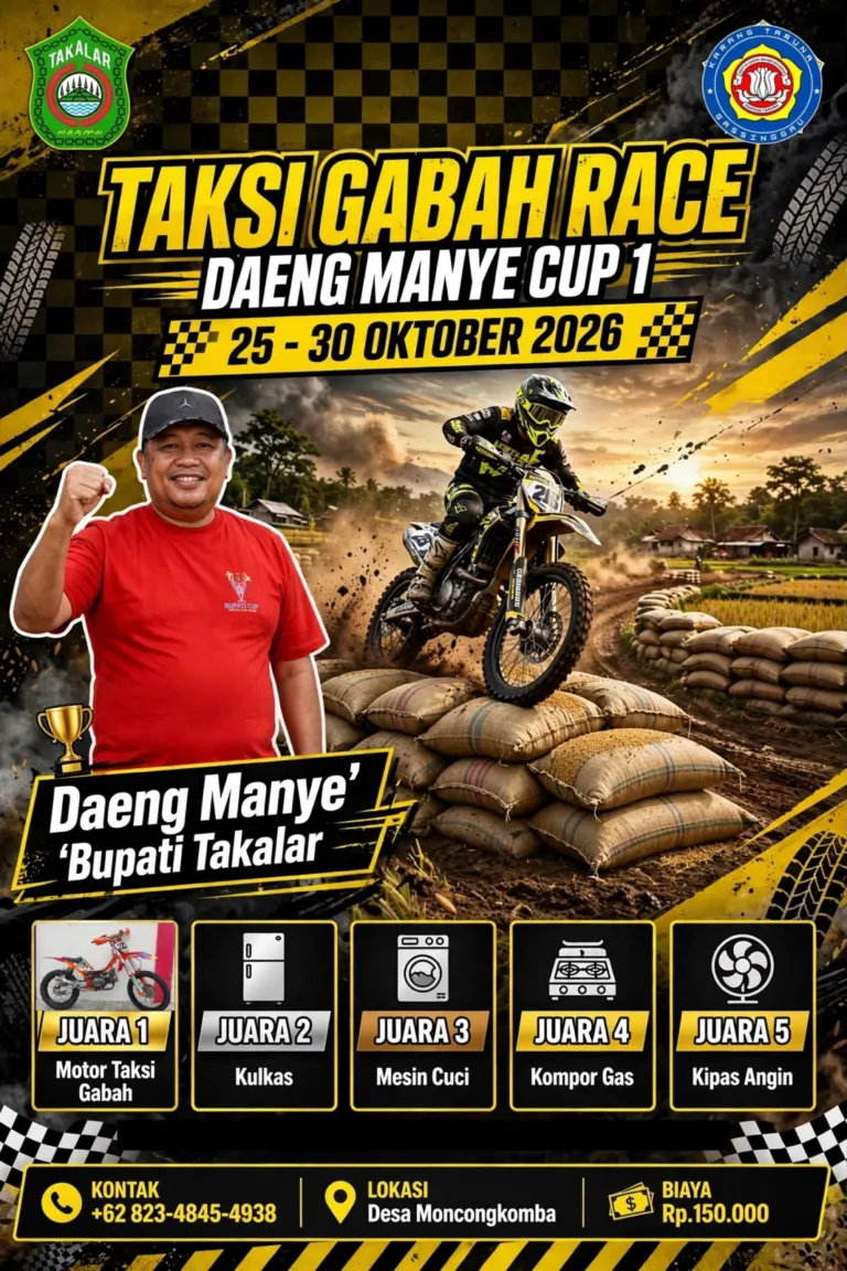 Syukuri Panen Padi, Bupati Takalar Buka Pendaftaran Lomba Taksi Gabah Daeng Manye’ Cup I