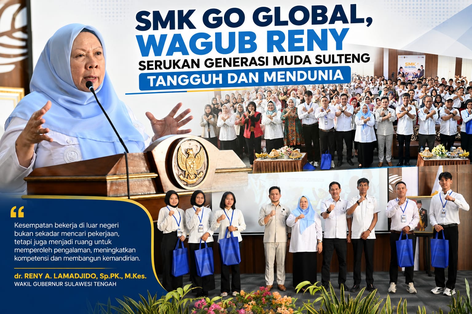 SMK Go Global, Wagub Reny Serukan Generasi Muda Sulteng Tangguh dan Mendunia