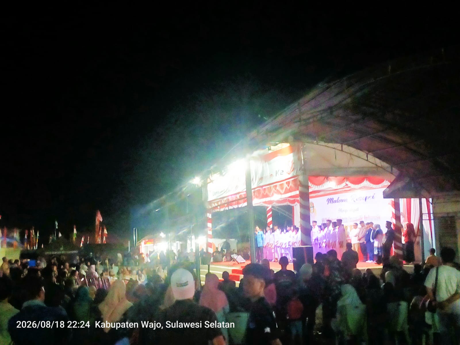 Malam Kesenian HUT RI ke-81,Ribuan Siswa Pramuka Majauleng Berkemah di Bulu Desa Tengnga Kabupaten Wajo