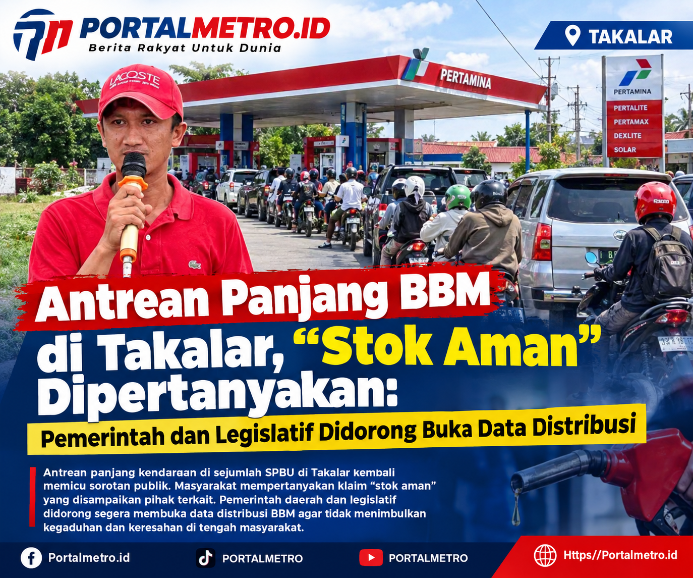 Antrean Panjang BBM di Takalar, “Stok Aman” Dipertanyakan: Pemerintah dan Legislatif Didorong Buka Data Distribusi
